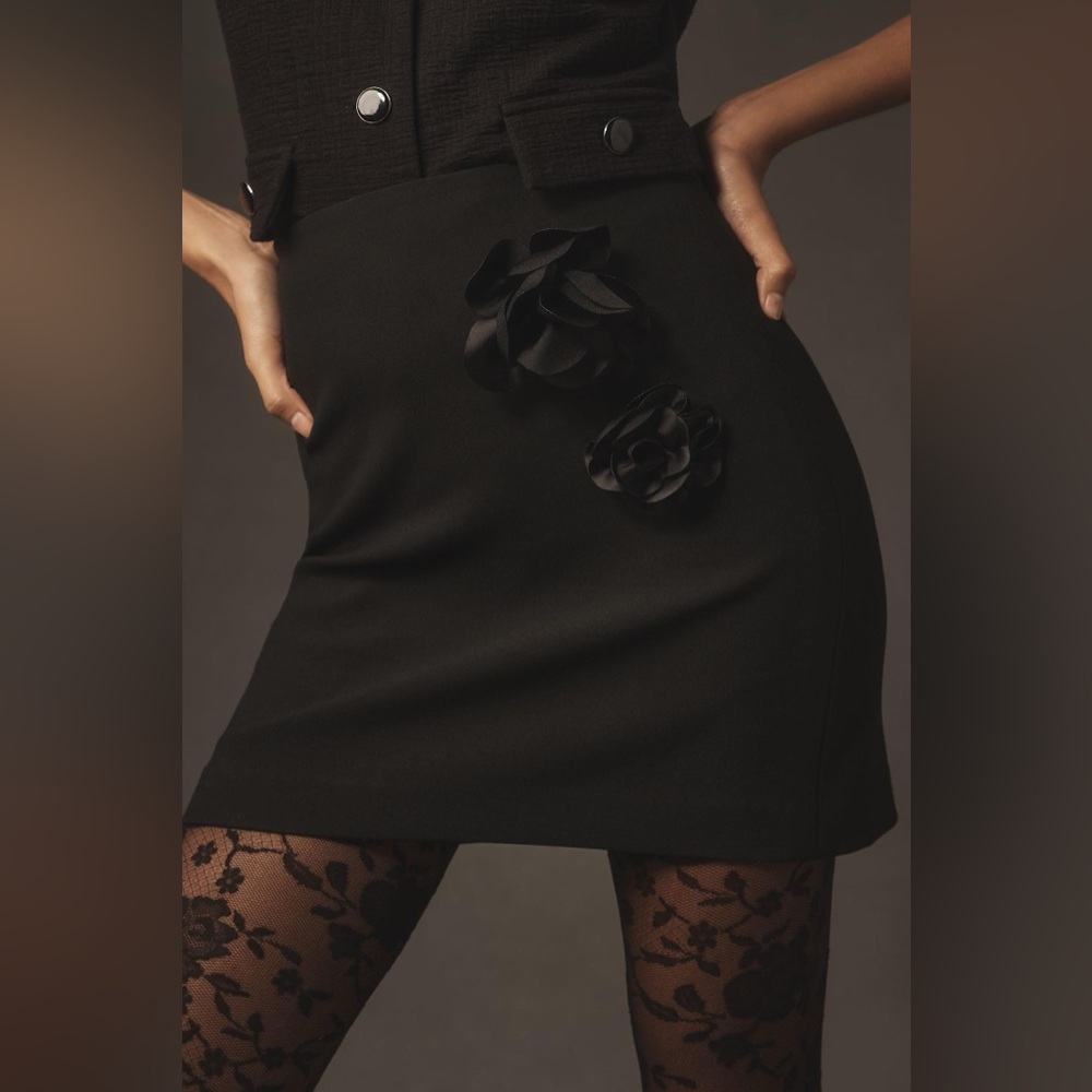 Anthropologie Maeve Floral Appliqué Mini Skirt